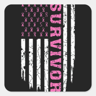 Breast Cancer Awareness Pink Ribbon Survivor Ameri Square Sticker