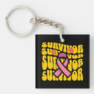 Breast Cancer Awareness Pink Ribbon Survivor Key Ring