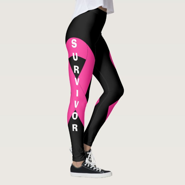 Breast Cancer Awareness Pink Ribbon Survivor Leggings (Right)