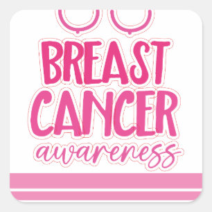 Breast Cancer Awareness Pink ribbon themed Square Sticker