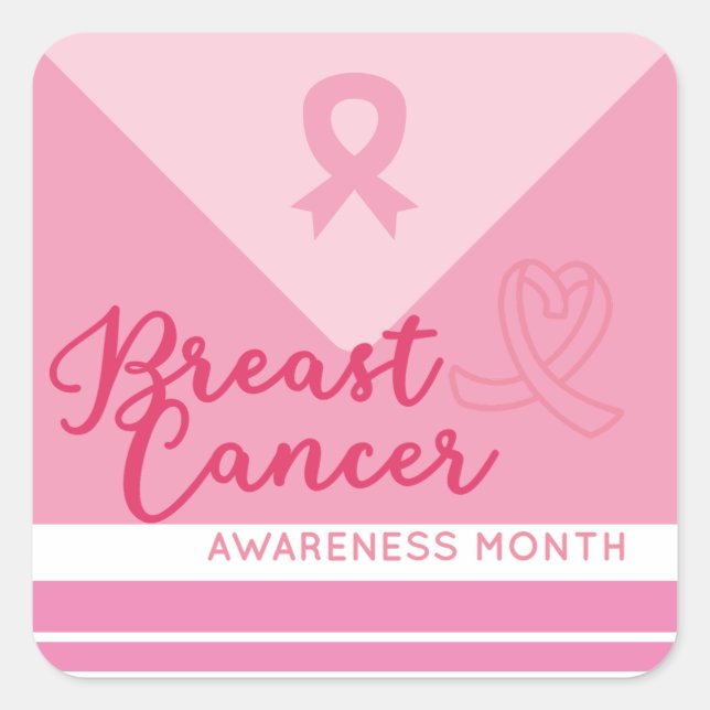 Breast Cancer Awareness Pink ribbon themed Square Sticker (Front)