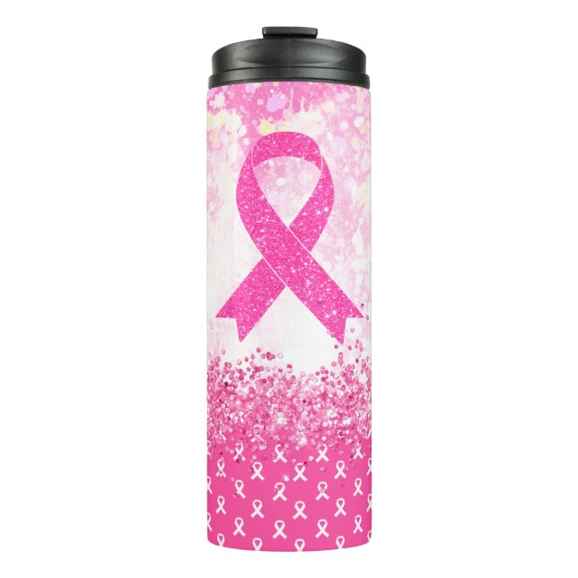 Breast Cancer Awareness Pink Ribbon Thermal Tumbler (Front)