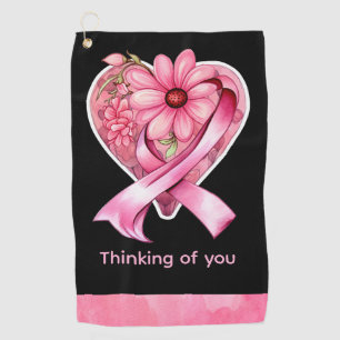 Breast Cancer Awareness Pink ribbon thinking  Golf Towel