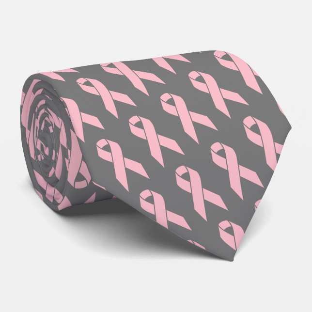 Breast Cancer Awareness Pink Ribbon Tie (Rolled)
