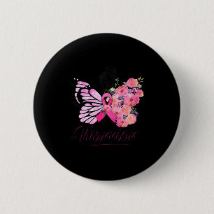 Breast Cancer Awareness Pink Ribbons Butterfly 6 Cm Round Badge