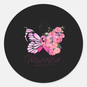 Breast Cancer Awareness Pink Ribbons Butterfly  Classic Round Sticker