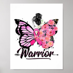 Breast Cancer Awareness Pink Ribbons Butterfly Poster