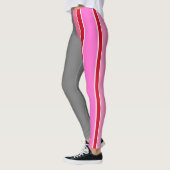 Breast Cancer Awareness Pink Stripe Ribbon Leggings (Left)