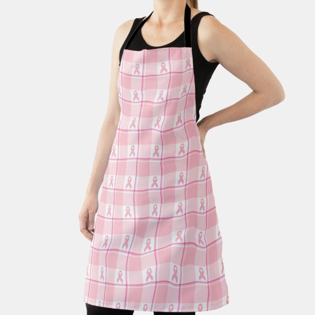 Breast Cancer Awareness Plaid Pink Ribbon Apron (Insitu)
