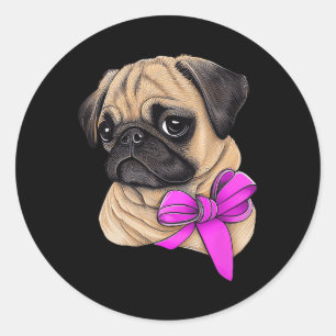 Breast Cancer Awareness Pug Breast Cancer Month Classic Round Sticker