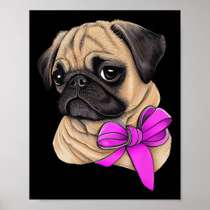 Breast Cancer Awareness Pug Breast Cancer Month  Poster