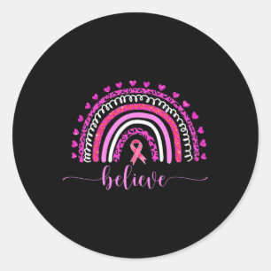 Breast Cancer Awareness Rainbow Believe Graphic Classic Round Sticker