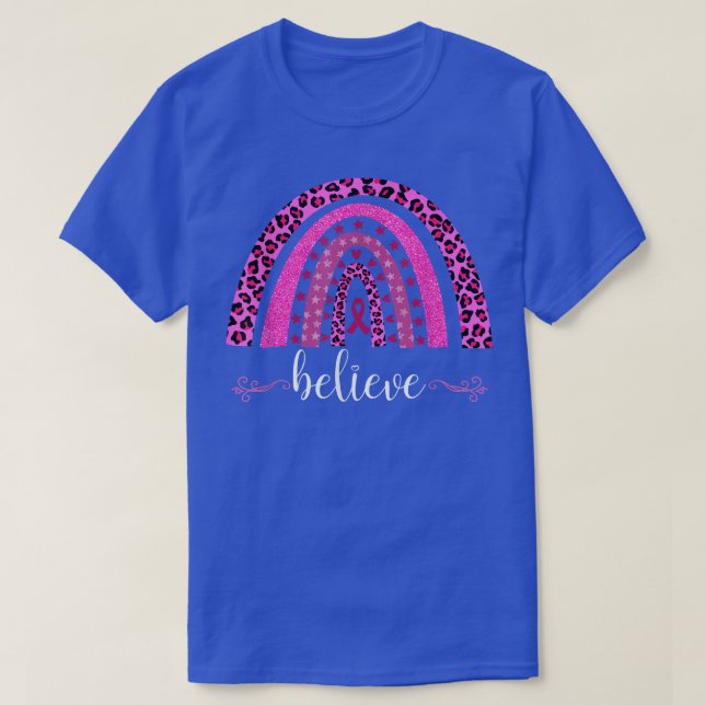 Breast Cancer Awareness Rainbow Believe Graphic  T-Shirt (Design Front)