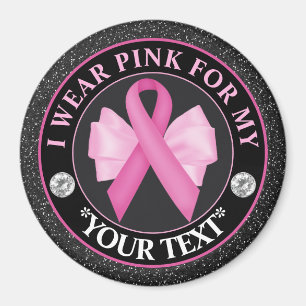 Breast Cancer Awareness Ribbon & Bow Design Magnet