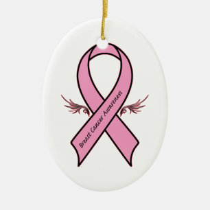 Breast Cancer Awareness Ribbon Ceramic Tree Decoration