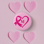 Breast Cancer Awareness Ribbon Custom Monogram  3 Cm Round Badge<br><div class="desc">The pink ribbon has become the universal symbol of breast cancer,  raising awareness,  support and bringing together women in solidarity.</div>
