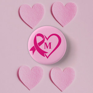 Breast Cancer Awareness Ribbon Custom Monogram  3 Cm Round Badge