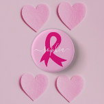 Breast Cancer Awareness Ribbon Custom Text or Name 3 Cm Round Badge<br><div class="desc">The pink ribbon has become the universal symbol of breast cancer,  raising awareness,  support and bringing together women in solidarity.</div>