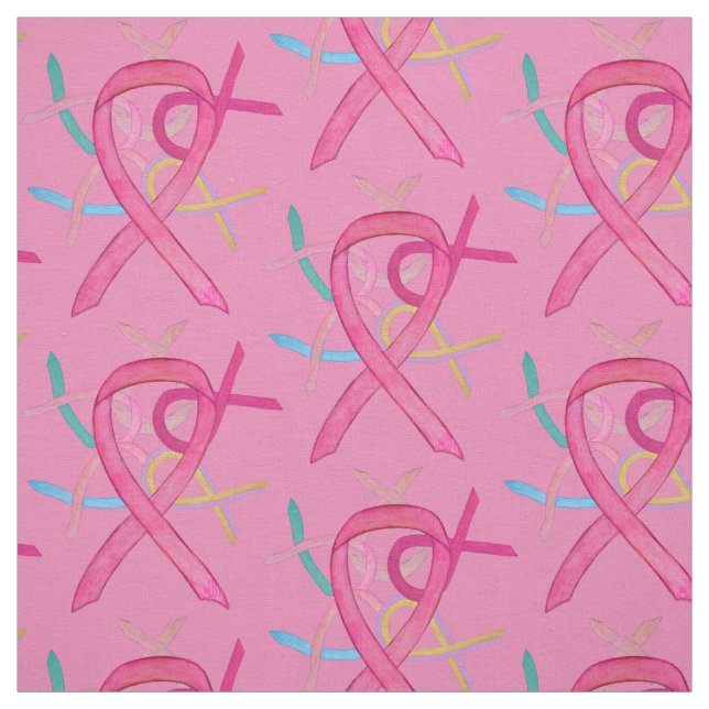 Breast Cancer Awareness Ribbon Fabric Material (Swatch)