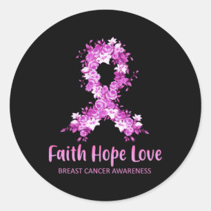 Breast Cancer Awareness - Ribbon Flower Pink Classic Round Sticker