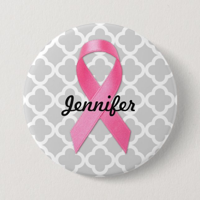 Breast Cancer Awareness Ribbon Personalised 7.5 Cm Round Badge (Front)