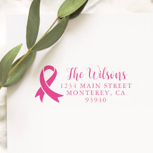Breast Cancer Awareness Ribbon Return Address Self-inking Stamp