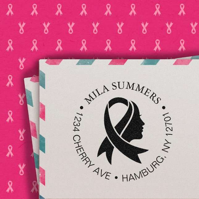 Breast Cancer Awareness Ribbon Return Address Self-inking Stamp (Creator Uploaded)