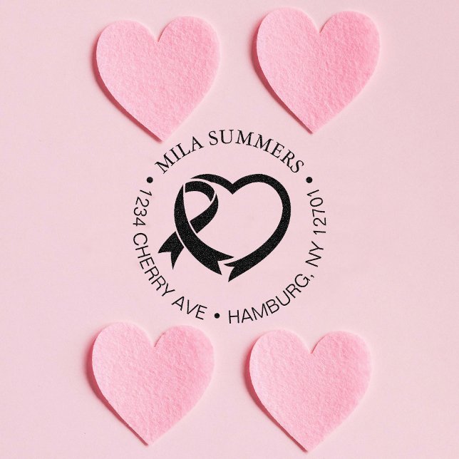 Breast Cancer Awareness Ribbon Return Address Self-inking Stamp (Creator Uploaded)