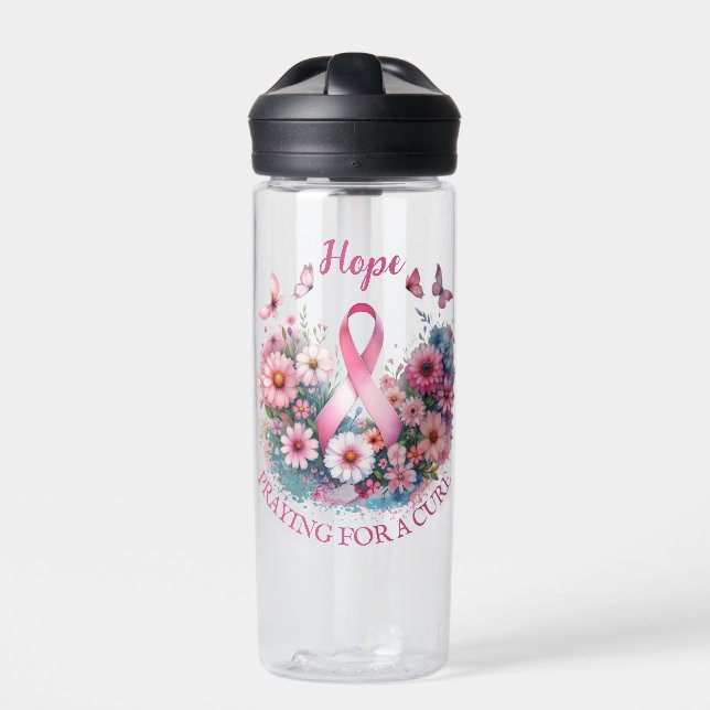Breast Cancer Awareness Ribbon Water Bottle (Front)