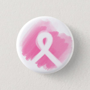Breast Cancer Awareness Ribbon Watercolor  3 Cm Round Badge