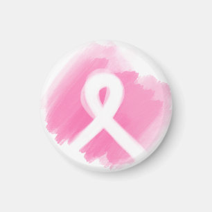 Breast Cancer Awareness Ribbon Watercolor Magnet