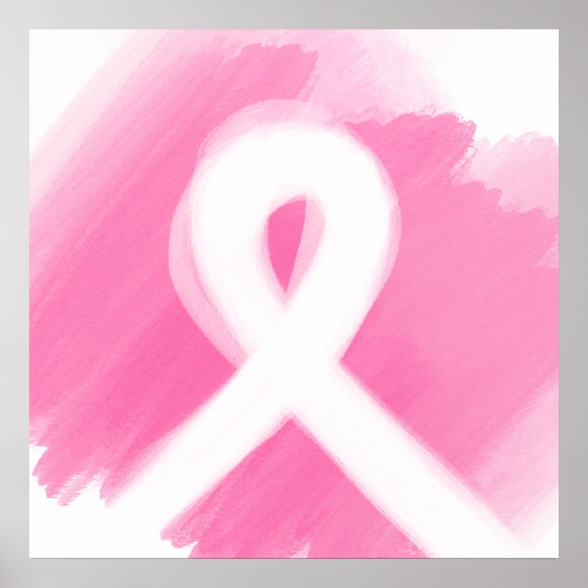 Breast Cancer Awareness Ribbon Watercolor Poster (Front)