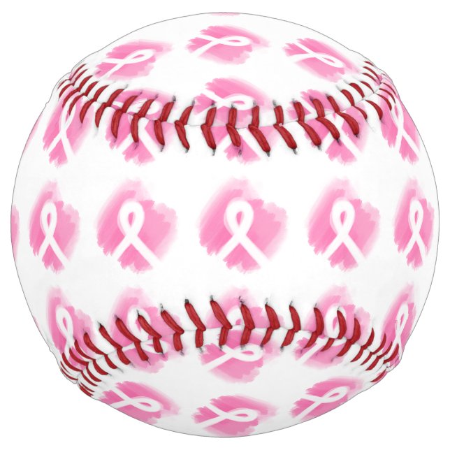Breast Cancer Awareness Ribbon Watercolor Softball (Front)