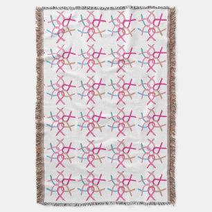 Breast Cancer Awareness Ribbons Throw Blanket