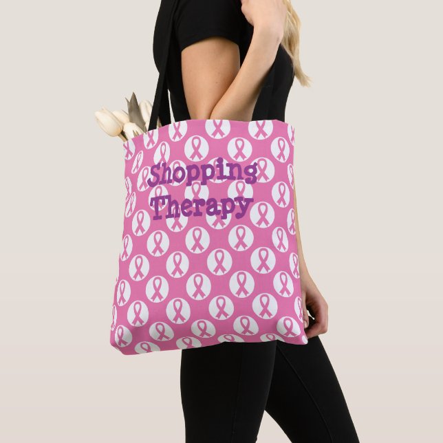 Breast Cancer Awareness Ribbons Tote Bag (Close Up)