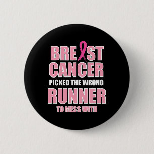 Breast Cancer Awareness Runner And Running  6 Cm Round Badge