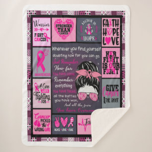 Breast Cancer Awareness Sherpa Blanket, Pink Ribbo Blanket
