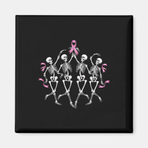 Breast Cancer Awareness Skeleton Dancing Pink Ribb Magnet