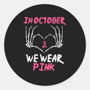 Breast Cancer Awareness Skeleton Heart Women Classic Round Sticker