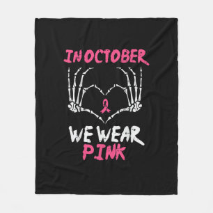 Breast Cancer Awareness Skeleton Heart Women Fleece Blanket