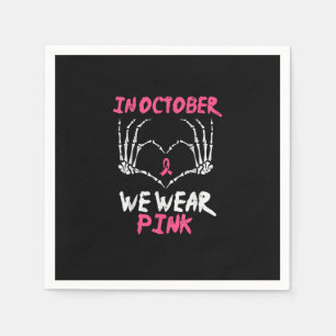 Breast Cancer Awareness Skeleton Heart Women Napkin