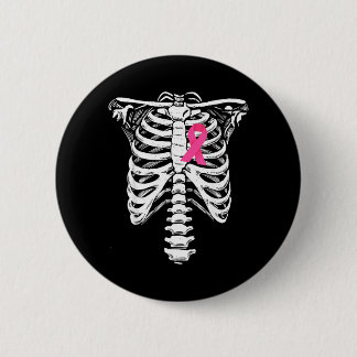 Breast Cancer Awareness Skeleton Wear Pink Ribbon 6 Cm Round Badge