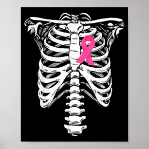 Breast Cancer Awareness Skeleton Wear Pink Ribbon Poster