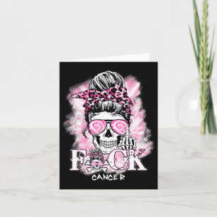 Breast Cancer Awareness Skull F Ck Cancer Pink Rib Card