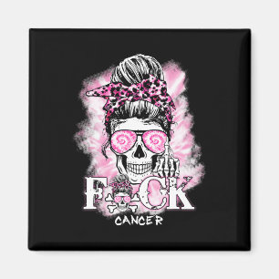 Breast Cancer Awareness Skull F Ck Cancer Pink Rib Magnet