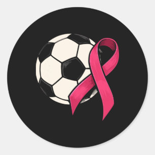 Breast Cancer Awareness Soccer Byll Pink Ribbon Classic Round Sticker