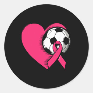 Breast Cancer Awareness Soccer Pink Ribbon Women M Classic Round Sticker