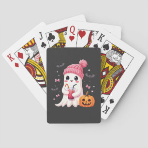 Breast Cancer Awareness Spooky Ghost Halloween Playing Cards