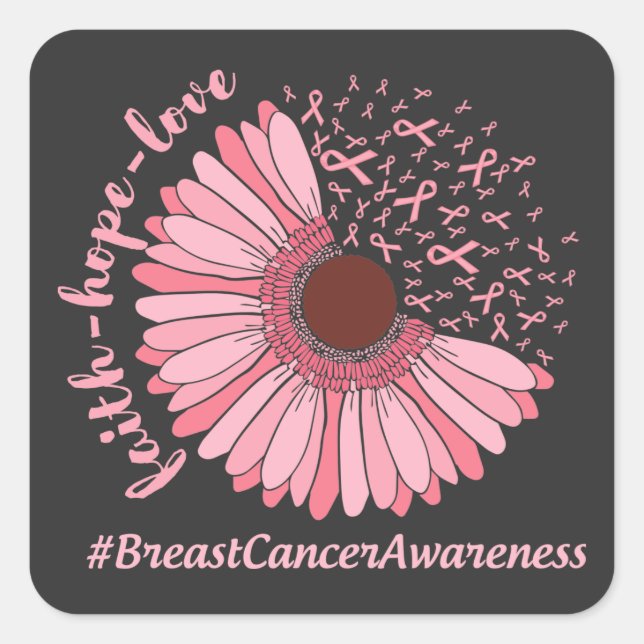 Breast Cancer Awareness Square Sticker (Front)