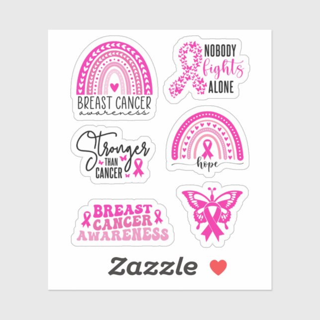 Breast Cancer Awareness Sticker Pack Pink Ribbon (Sheet)